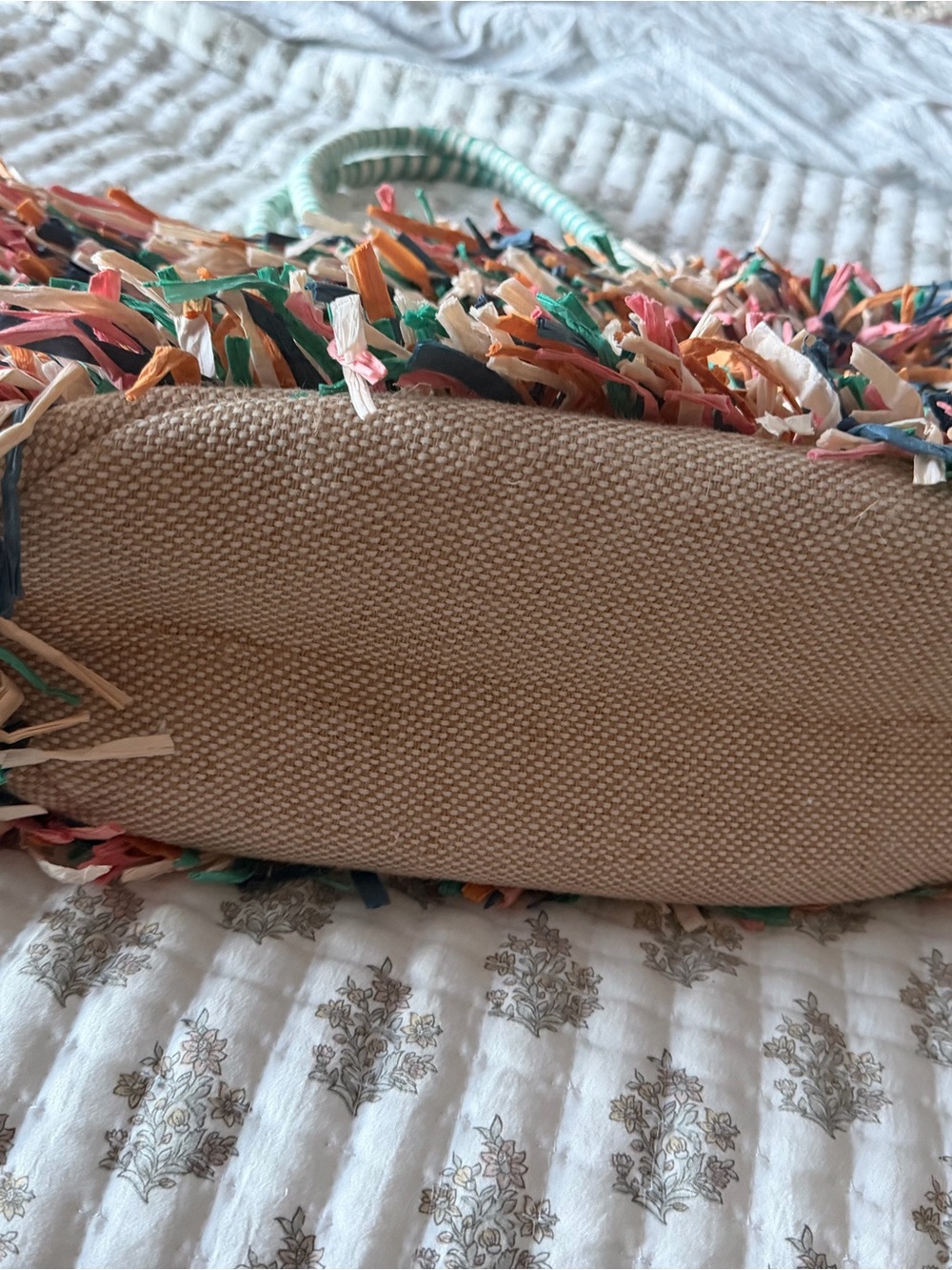 Multicolor Fringe Straw Tote Bag - Picture 5 of 7